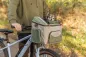 Preview: Hundefahrradkorb vorne mit Außentaschen und Schultergurt, beige/grün
