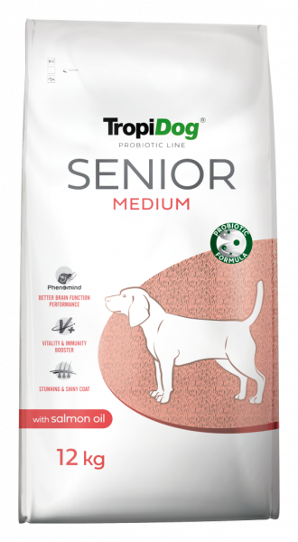 Preview: TropiDog Probiotic Line Senior für mittelgroße Rassen – reich an Truthahn, mit Lachsöl