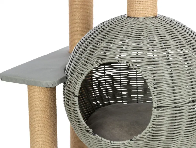 Preview: Outdoor Kratzbaum Amalia aus Polyrattan mit Höhle