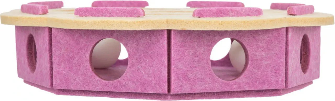 Katzenspielzeug Hole'n'Roll Flower aus Filz mit Spielbällen