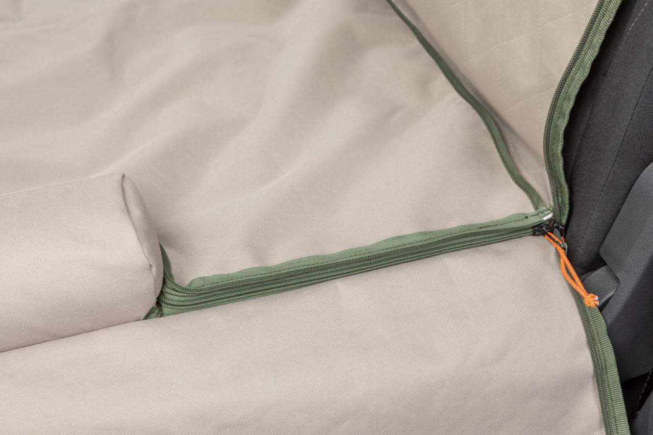 Wendbare Autoschondecke für Hunde mit Bodenplatte und Sichtfenster